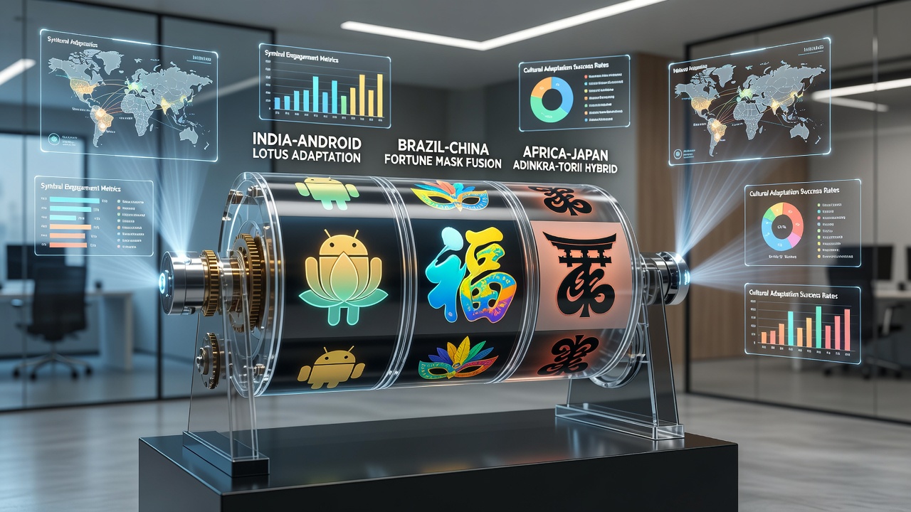 Comparison of original and adapted reel symbols showing cultural modifications for different markets